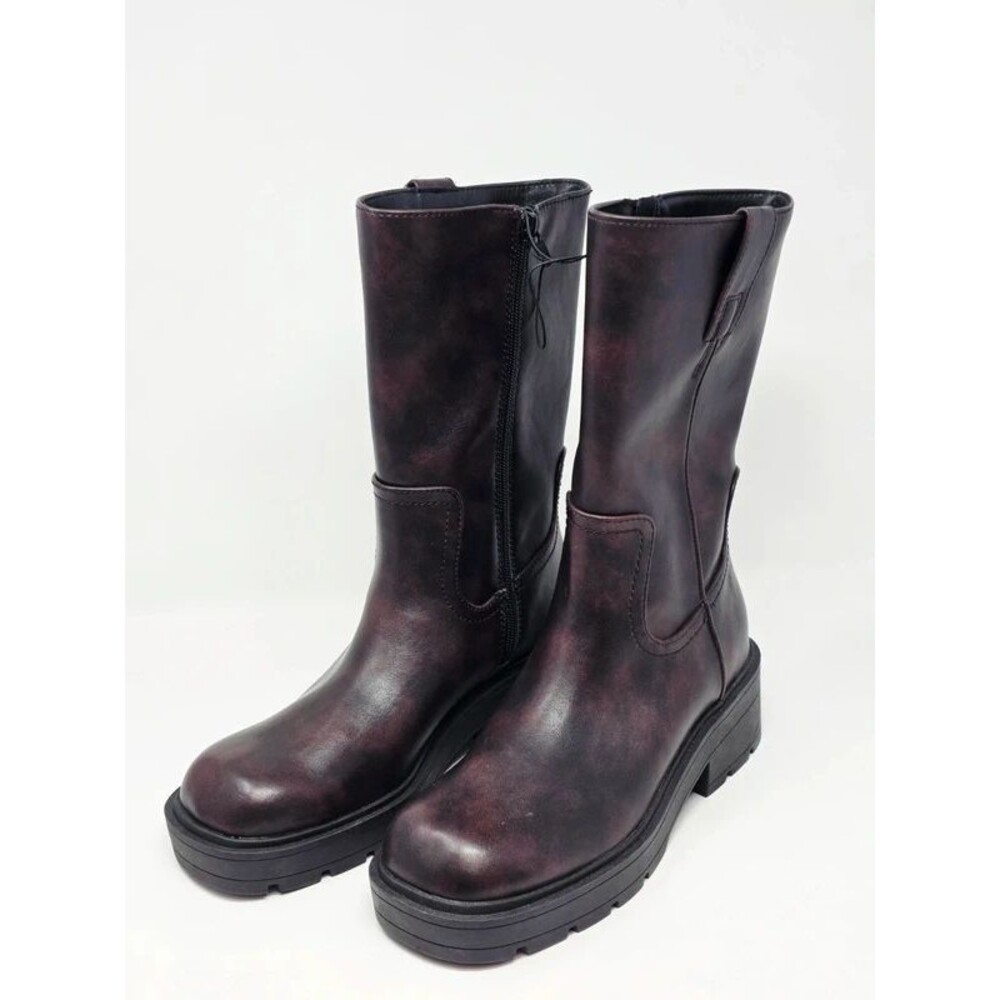 No Boundaries Lug Sole Mid-Calf Zip Boots Chocolate Brown Women's Size 8 NWT - Picture 3 of 12